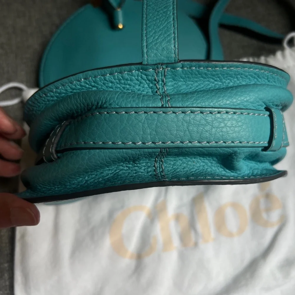 Chloe Light Blue Leather Mini Marcie Crossbody Bag Turquoise Summer Bag - Picture 7 of 15